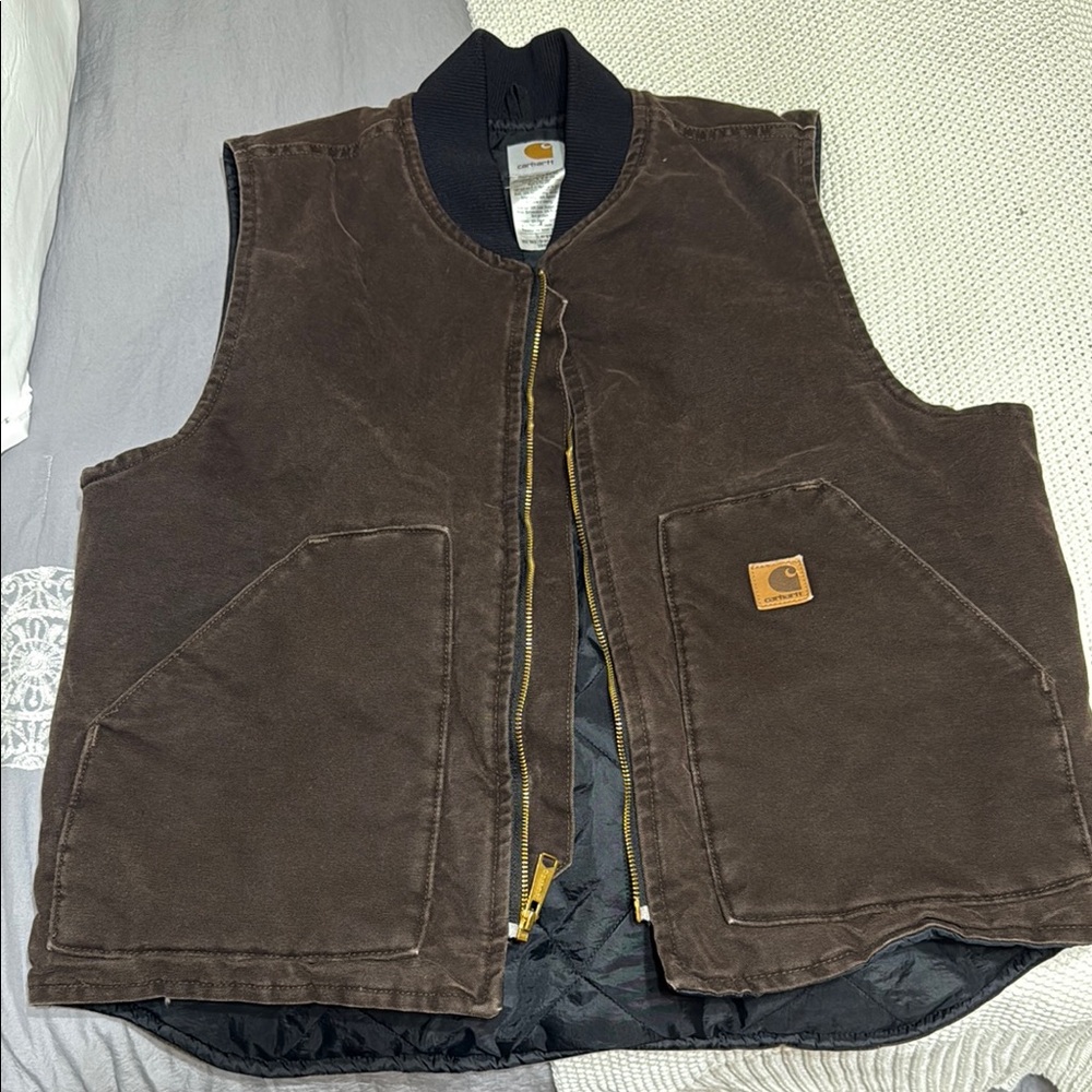 Carhartt Brown Vest with Black Collar